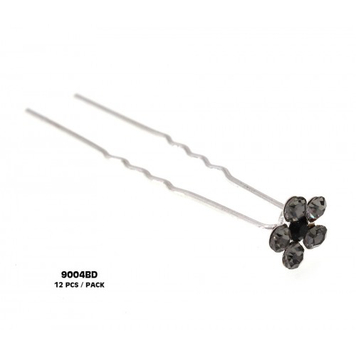 12 Piece Hair Stick Set - Clear AB Crystal Flower - CS-9004BD